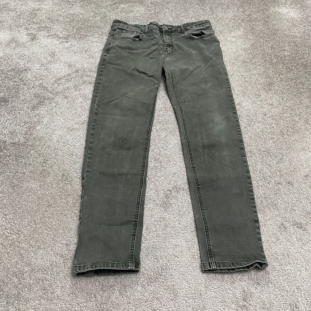 ZLZ Skinny Denim Jeans Mens 34x31 Dark Wash Mid Rise Stretch Casual 5 Pockets